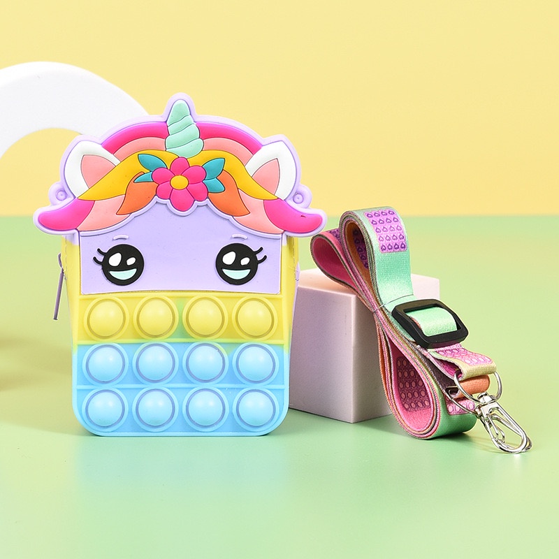 Tas Pop it Anak Pony Unicorn Lucu Import - Tas Selempang Anak Karakter Unicorn - Tas Pop It Terbaru Import - Tas Anak Lucu Pop It Fidget Toys - JL15