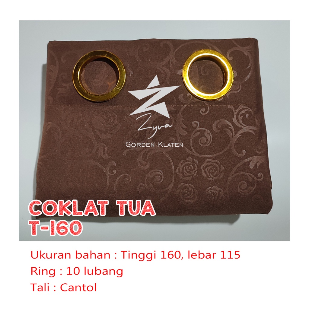 Gorden Polos Embos murah smokring 12 lubang Pintu Jendela Gorden Coklat polos Gordyn Hordeng Tirai-COKLAT TUA 160X115