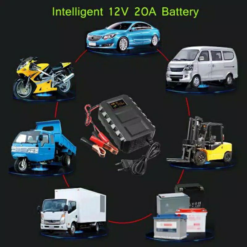 CHARGER AKI MOTOR MOBIL 12V20A / LEAD ACID DRY COLLOID SMART BATTERY CHARGER 12V 20A / CHARGER ACCU CAS AKI CAS ACCU MOTOR MOBIL