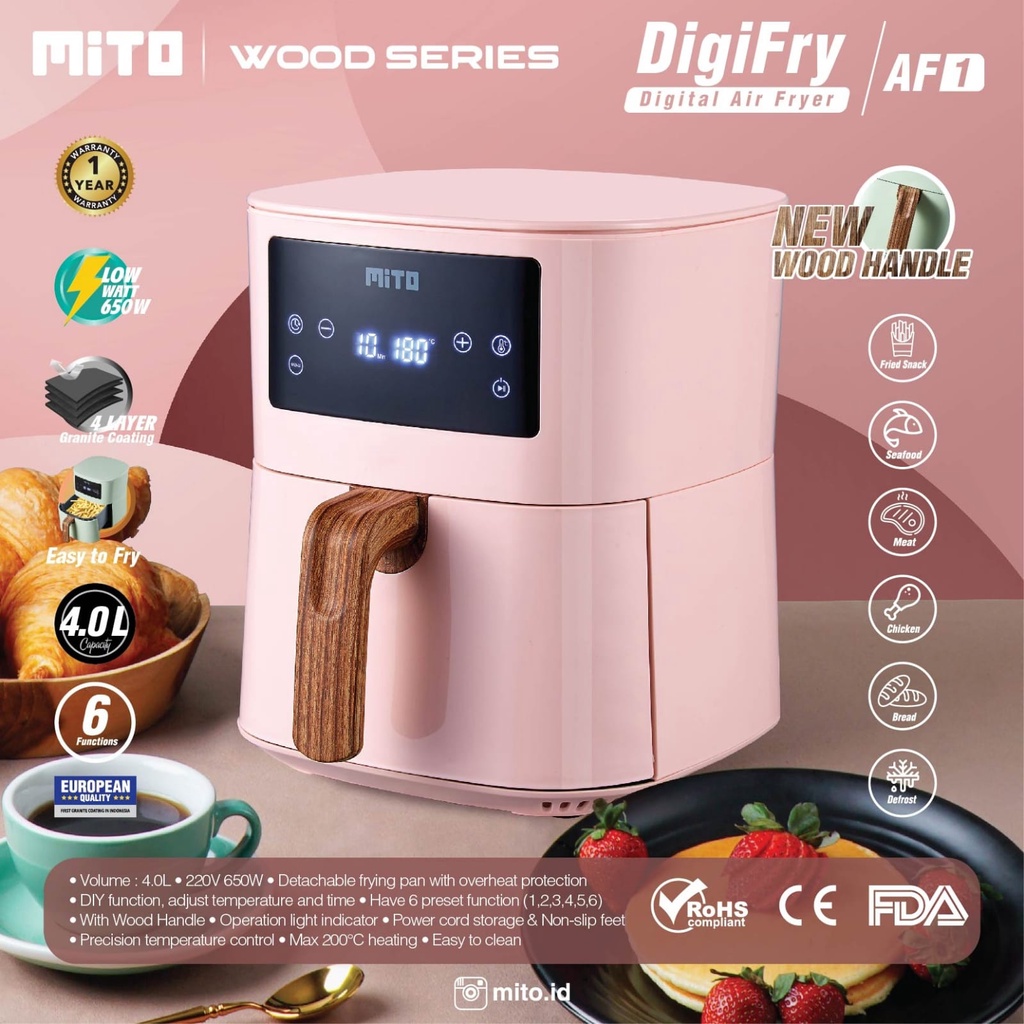 MITO AIRFRYER AF-1 MITO PINK WOOD SERIES AF1