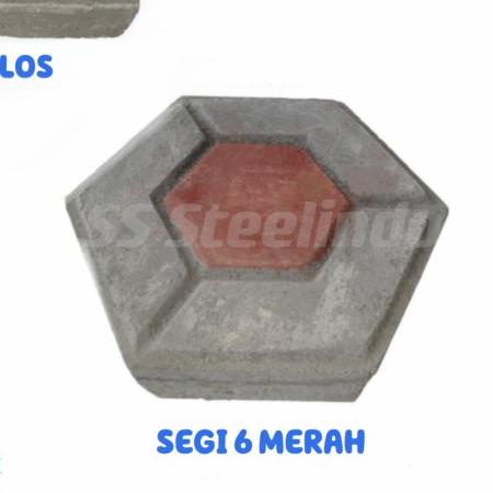PAVING BLOCK - CONBLOCK MODEL SEGI 6 MERAH DAN BATA POLOS PERMETER (TEBAL 5CM DAN 6CM)