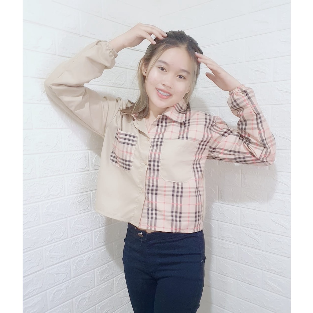 RILLO - PROMO MIKA CROP TOP BLOUSE / KEMEJA WANITA CROP TARTAN-4