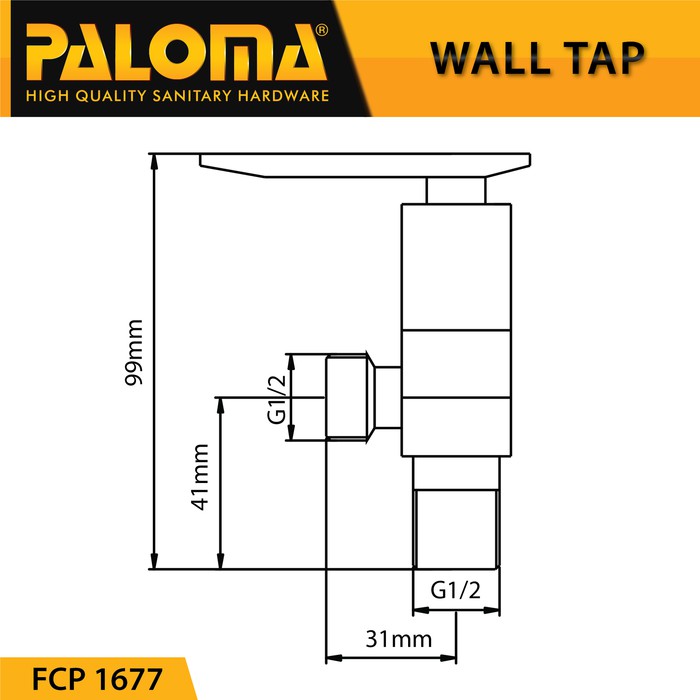 PALOMA FCP 1677 Keran Stop Toilet WC Jet Shower Valve Tembok Kran Air