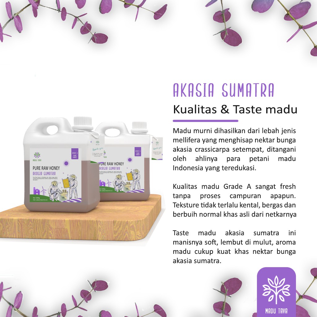 

Madu Murni Asli 1kg Tava Grade A Nektar Akasia Sumatra 100% Alami Pure Natural Raw Honey