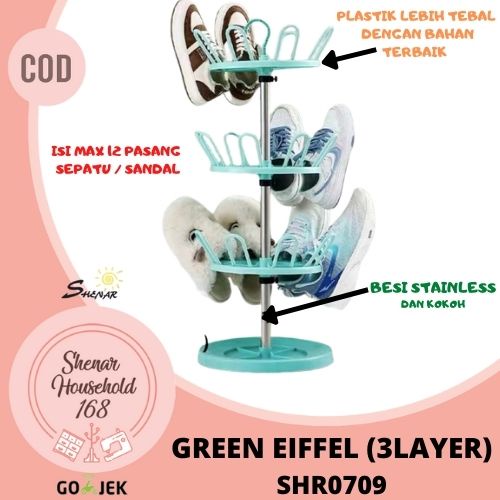 SHENAR , RAK SEPATU SUSUN JEMURAN SEPATU PLASTIK GANTUNG TEMPAT PENYIMPAN SEPATU SANDAL HEMAT RAK SEPATU TOWER EIFFEL - BISA COD