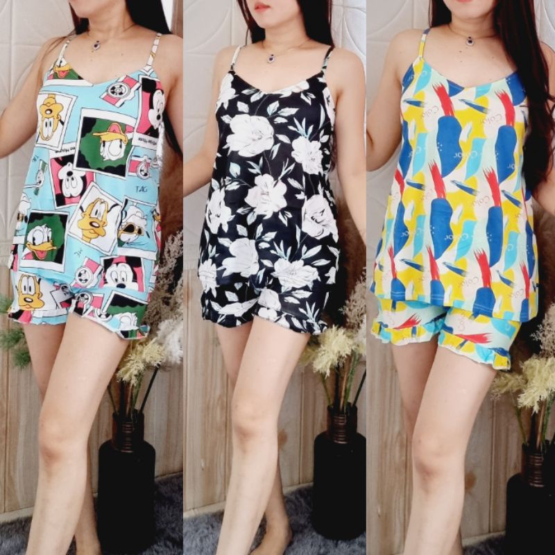 HB FO - Setelan Hot Pants Tali Satu (CUP BRA)  / Bahan Spandex Super Baju Tidur Import ANIMAL EXPRESSION