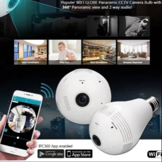 KAMERA CCTV IP CAM WIRELESS PANORAMIC BENTUK LAMPU BOHLAM 2MP FULL HD ADA SPEAKER 360 DERAJAT CAMERA