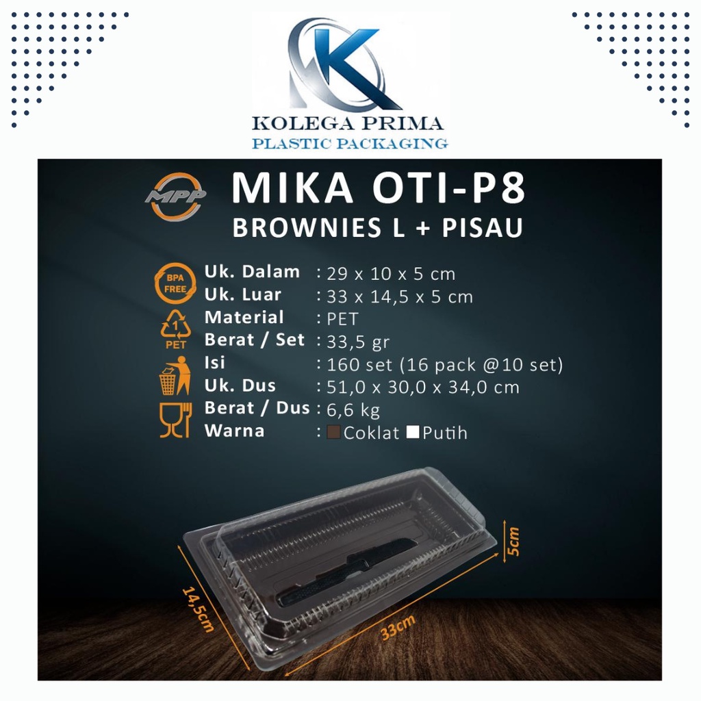 MIKA BROWNIES LARGE + PISAU/ MIKA BROWNIES MURAH ISI 10PCS