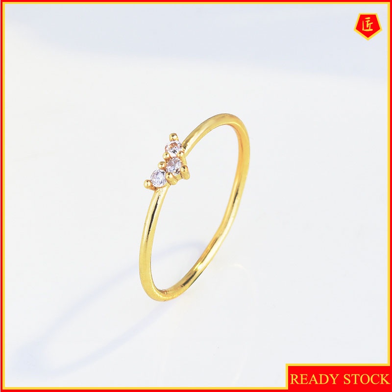 [Ready Stock]14K Gold Ring Zircon Extreme Slim Ring Simple and Elegant