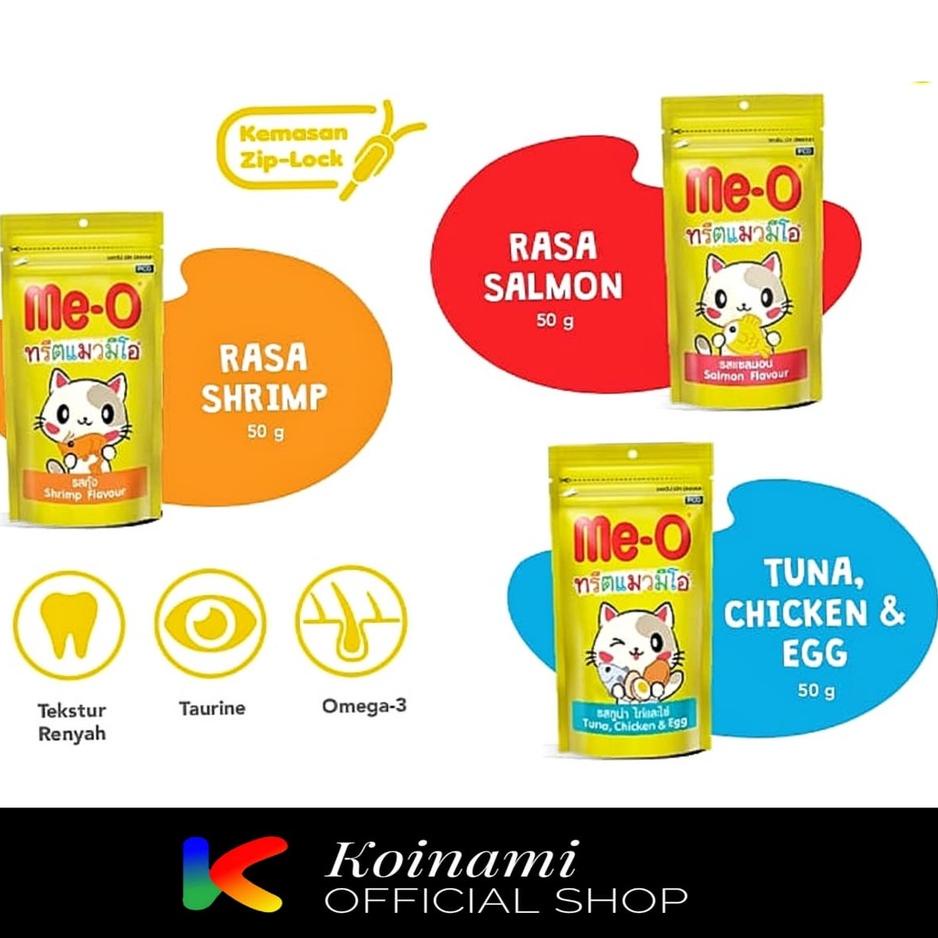 【GROSIR】 Me-O Dry Snack Kucing 50 Gram / Snack Meo Kering / Snack Kucing Kering Me-O terbaru