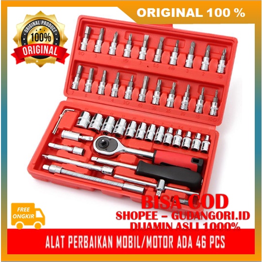Alat Perbaikan Mobil/Motor 46 Pcs Tool Box Set ORIGINAL