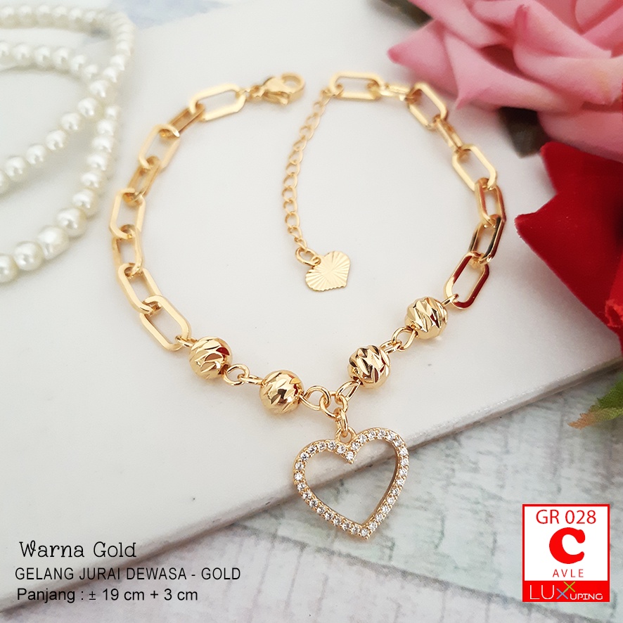 GR 028 Gelang Tangan Dewasa Gelang Jurai Wanita Perhiasan Emas Imitasi Lapis Emas 18K Gelang Rantai Botoran Aksesoris Gelang Wanita Bracelet Gold Gelang Xuping Awet Tidak Mudah Luntur Luxx Xuping