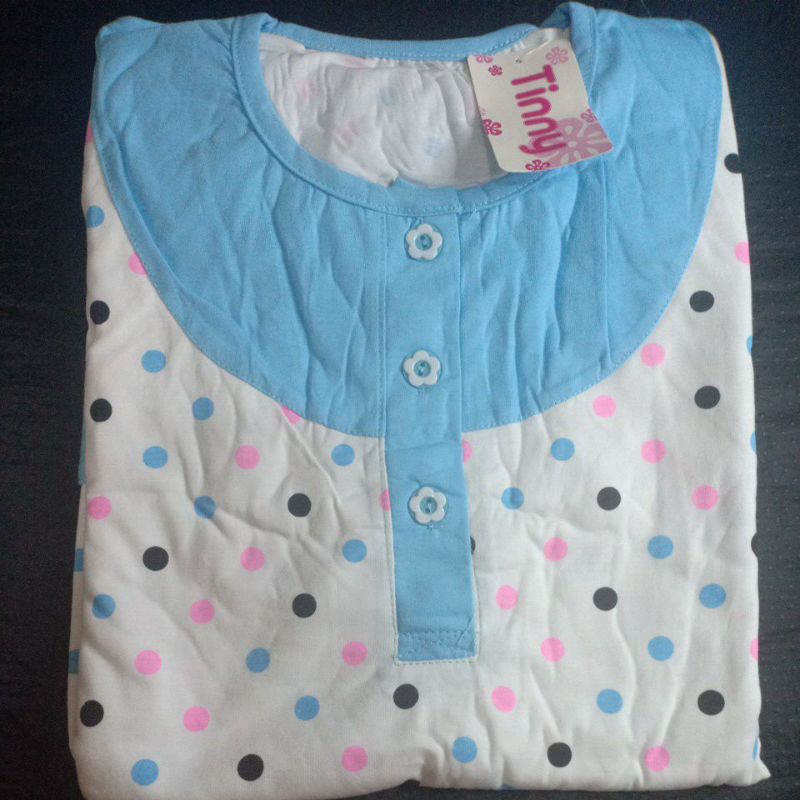 flo_style-baju tidur 3/4 jumbo kaos tebal lorita tinny by Sofie termurah/terlaris(Etalase2geser☝️-Biru 976