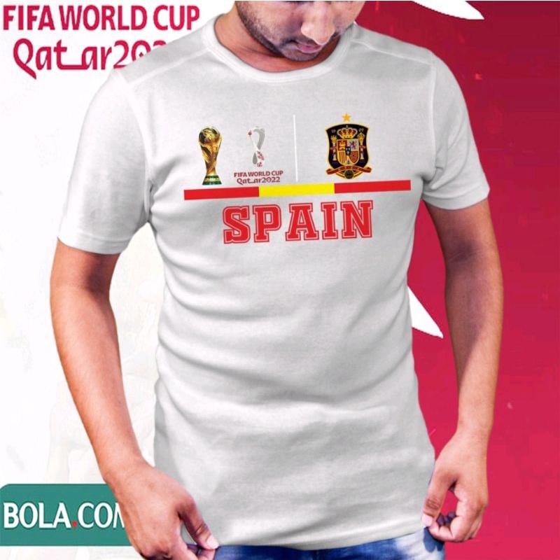 KAOS DISTRO BOLA PIALA DUNIA QATAR 2022 / KAOS BOLA TEAM SPAIN BAJU TEAM SPANYOL / KAOS DISTRO PRIA 