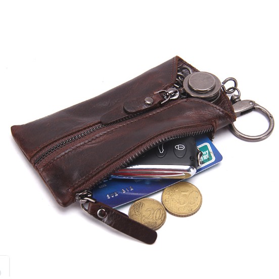 CONTACTS Dompet Gantungan Kunci Mobil Kulit Asli M2012 Import - Coffee