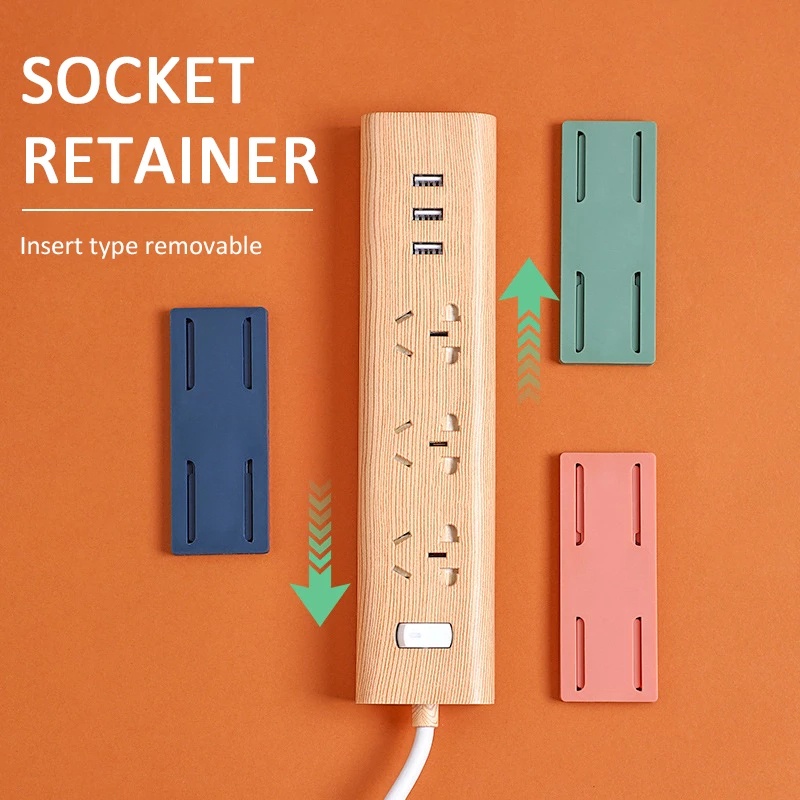 Self-Adhesive Desktop Socket Fixer / Wall-Mount Cable Wire Holder / Seamless Power Strip Remote Control Holder Home Organizer