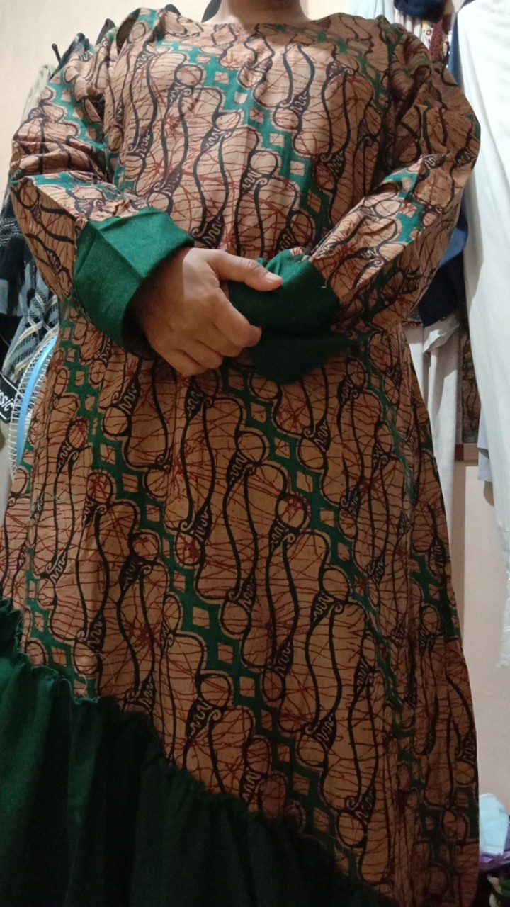 Gamis Meisya Style Rampel Miring.ld 105,110 & Jumbo Ld 120 Pb 140.batik Pekalongan.rempel Samping