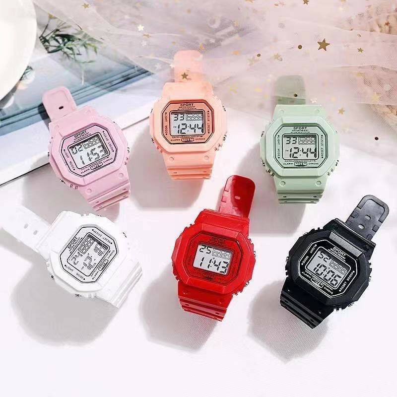 JAM TANGAN RUBBER DIGITAL SEGI IMPOR GROSIR MURAH KARET SPORT LED PRIA WANITA COUPLE