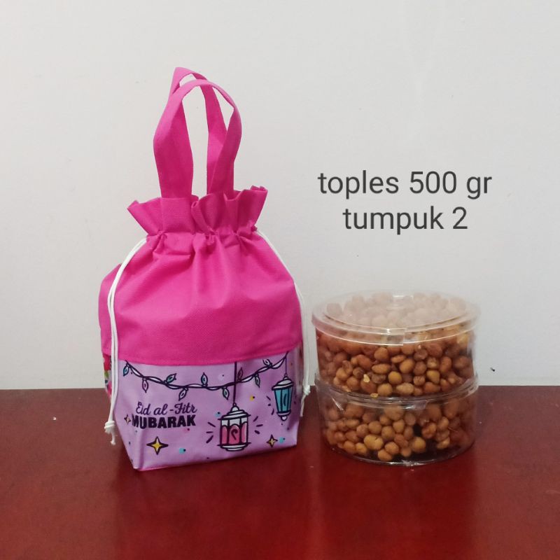 (500 gr) Tas Lebaran Tas Kue Kering Tas Spounbound Wadah Toples Bulat Setengah Kilo Print Gambar