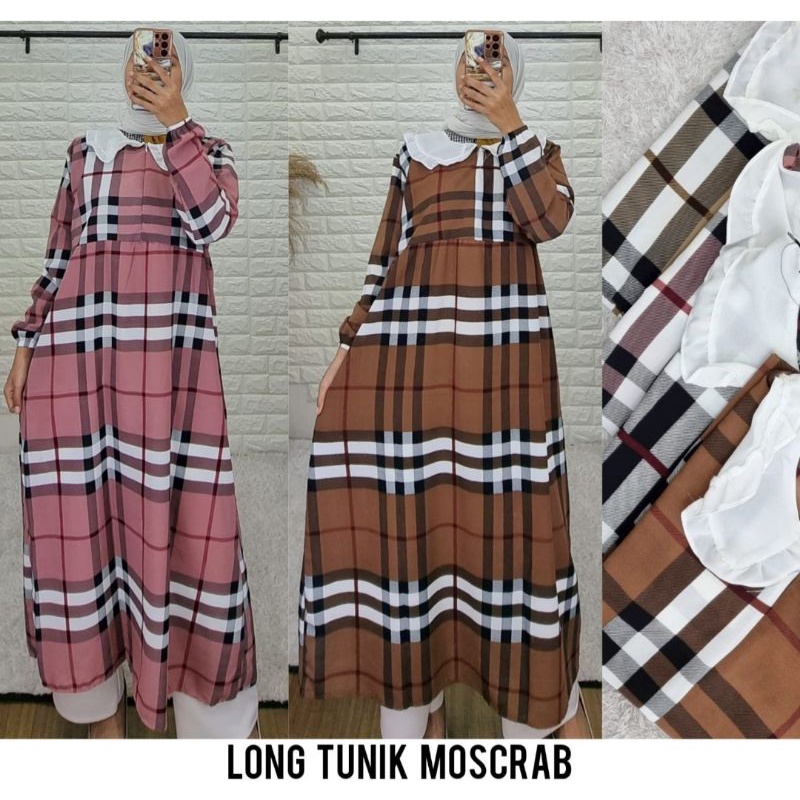 Midi Dress Muslim Motif Garis