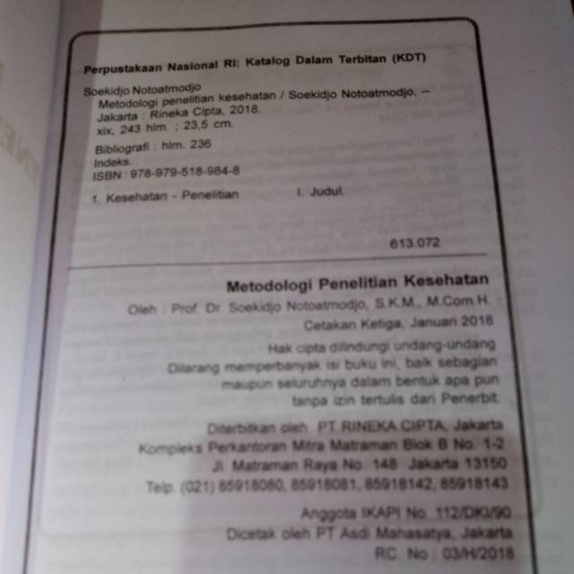 Buku Metodologi Penelitian Kesehatan By Soekidjo Notoatmodjo Shopee Indonesia