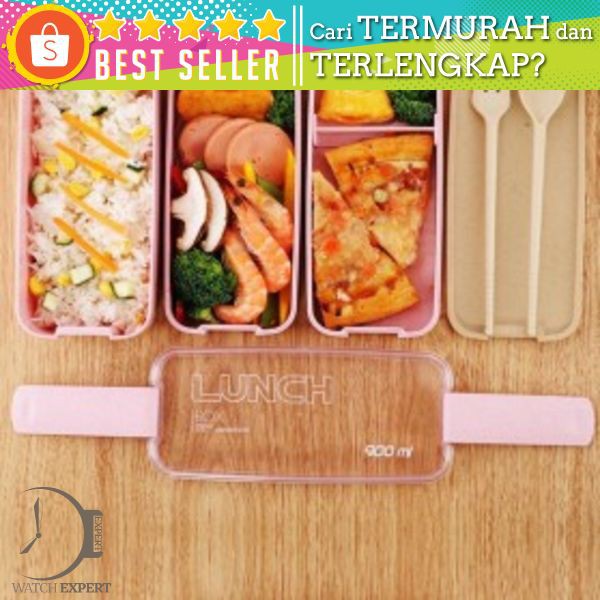 CPLIFE Kotak Makan 3 Layer Healthy Bento Lunch Box 900ml with Spoon &amp; Fork - NXM144 - Green