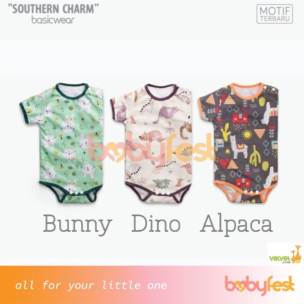 Velvet Junior Southern Charm Bunny Dino Alpaca Setelan Panjang  Setelan Pendek Jumper Size NB,S,M,L