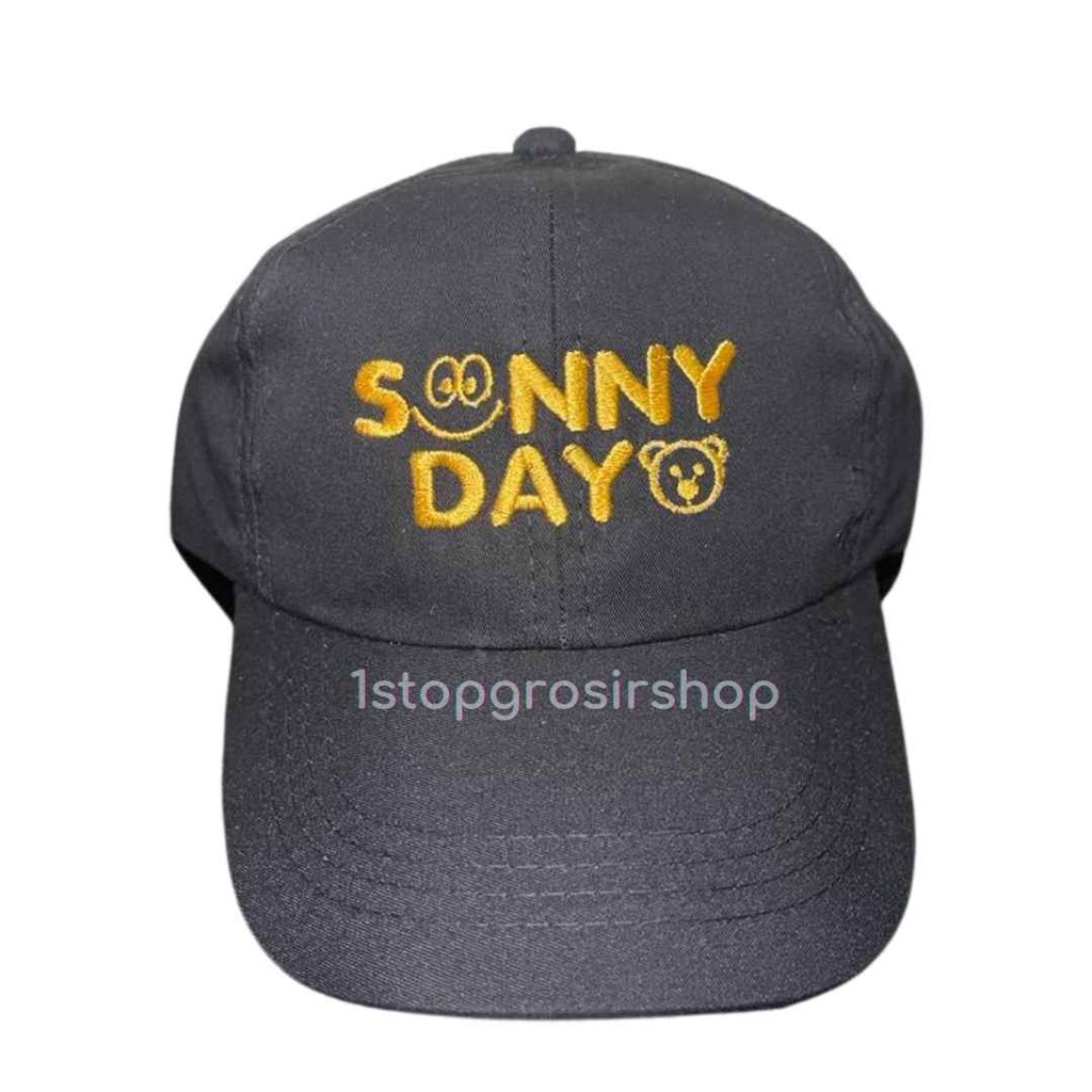 Topi Anak Premium Bordir Lucu Laki-Laki dan Perempuan Umur 2-10 Tahun-Sunny Hitam