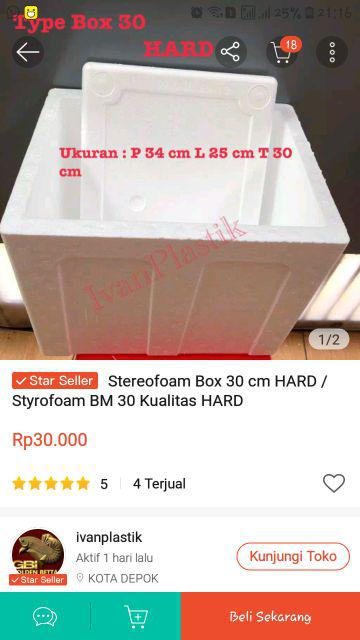 Stereofoam Box 30 Cm Hard / Styrofoam Bm 30 Kualitas Hard