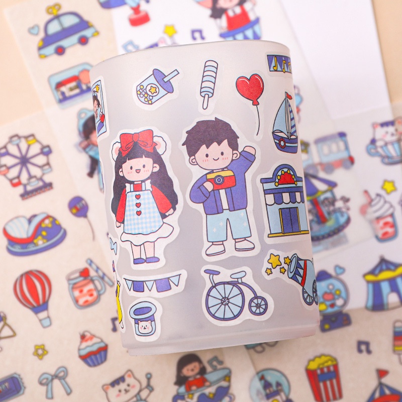 (Pimenova) sticker karakter lucu stiker transparant sticker kartun washi jepang lucu stiker