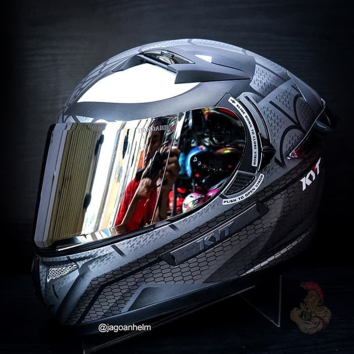 OFC KYT HELM K2 RIDER VISOR IRIDIUM FLAT SPIDERMAN SPOILER K2RIDER