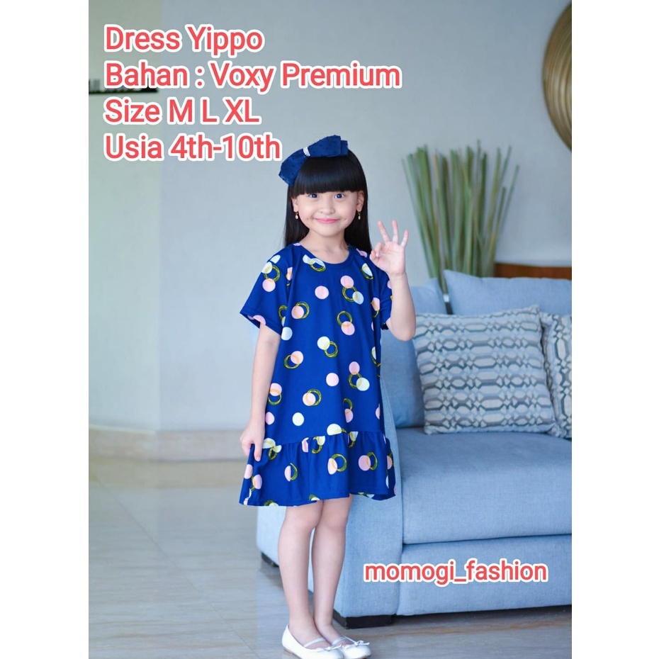 MOMOGI- DRESS YIPPO / DRESS ANAK PEREMPUAN POLKADOT / Usia 4th-10th