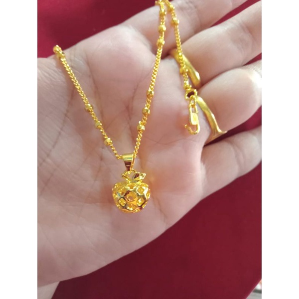 kalung rantai pentul apel anak dan dewasa lapis emas 24k