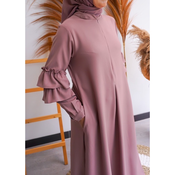 Jenna Dress Gamis Polos Rempel Tangan LD 104 110 Size M/L XL Shakila Armani - Dress Muslimah Wanita Syari Terbaru - Dress Gamis Polos Payung - Dress Premium - Gamis Kondangan - Gamis Seragam - Gamis Pengajian COD By Zenic id