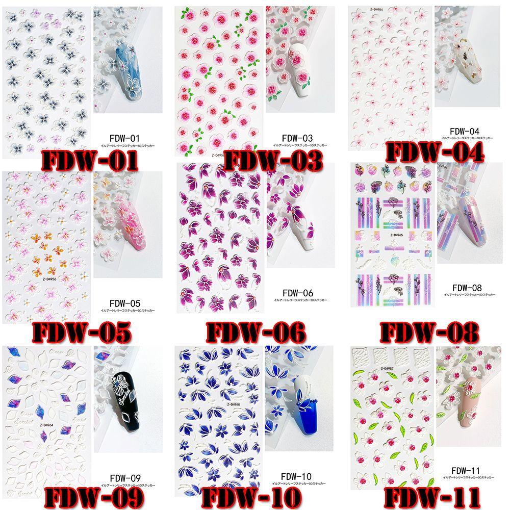 Preva Stiker Kuku Perekat Slider Decals Musim Panas Desain Prancis Bunga Warna-Warni