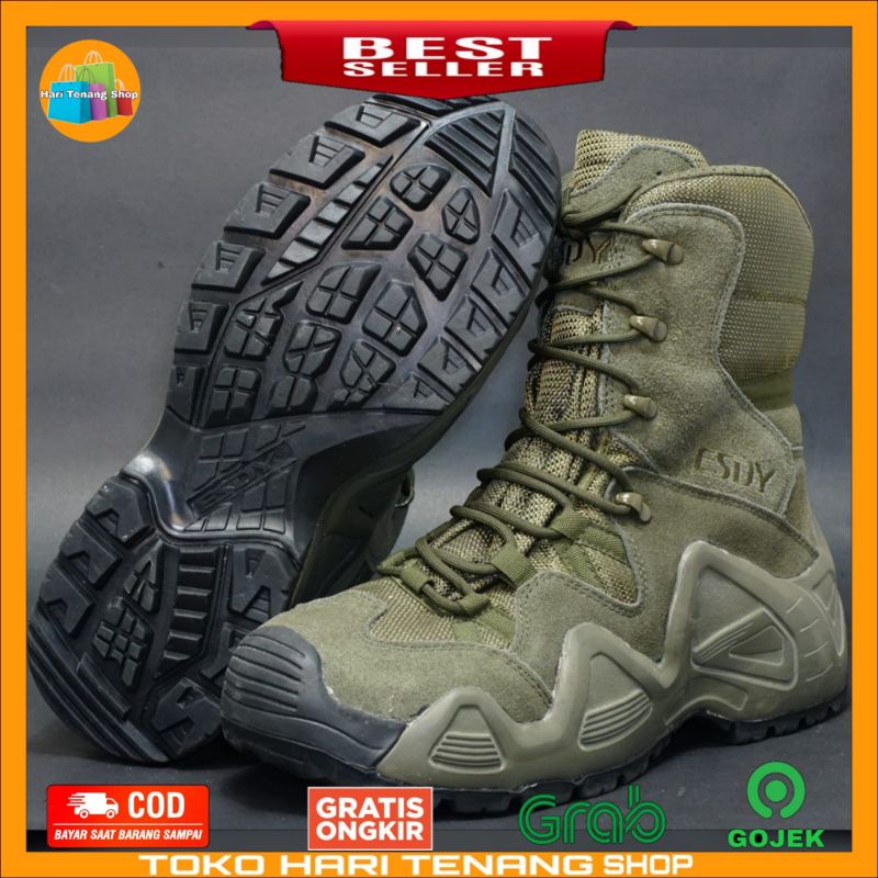 (ESDY) Sepatu tactical hijau army 8 inch esdy original import/sepatu tactical pria import/sepatu tactical boots pria dan wanita anti selip dan waterproof