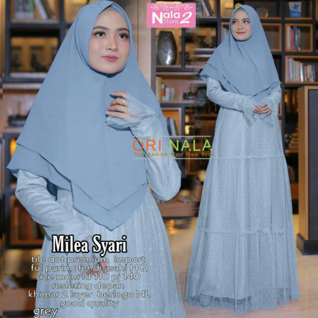 Featured image of post Gamis Brukat Tile Dot Velvet kombinasi brokat tile sleting belakang belt abu terpisah tanpa jilbab