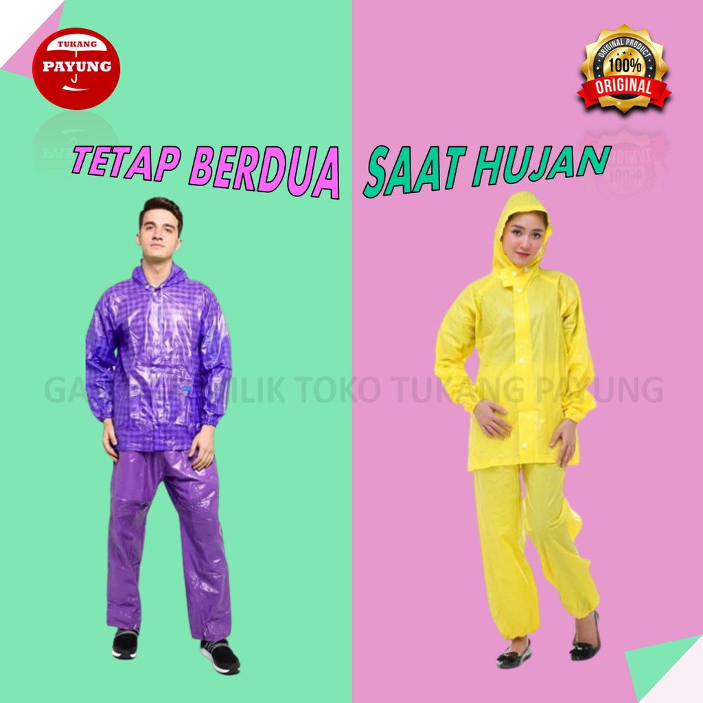 jas hujan pria wanita setelan celana couple p8