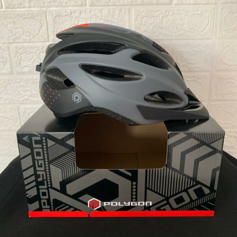 Helm Sepeda Polygon Cliff Matt Black Orange