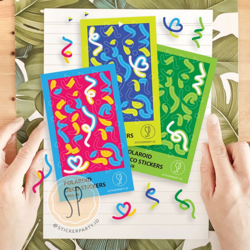 

[Sticker Party] Stiker Polaroid Deco Polco Kpop Ukuran Kecil Bentuk Pita Swirl DIY Photocard PC Dekorasi Swirls Confetti PDS
