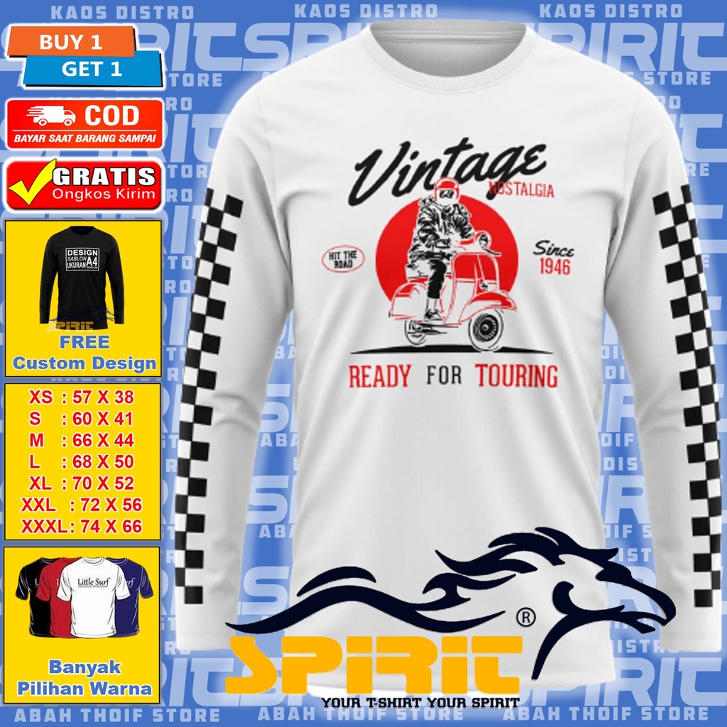 Kaos Motor Vespa Riding Touring Lengan Panjang Pria Wanita JTR002