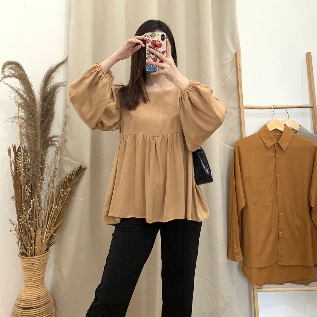 Niki Peplum Top - PLENARIO ID | Blouse Wanita - Atasan Wanita - busui friendly - COD