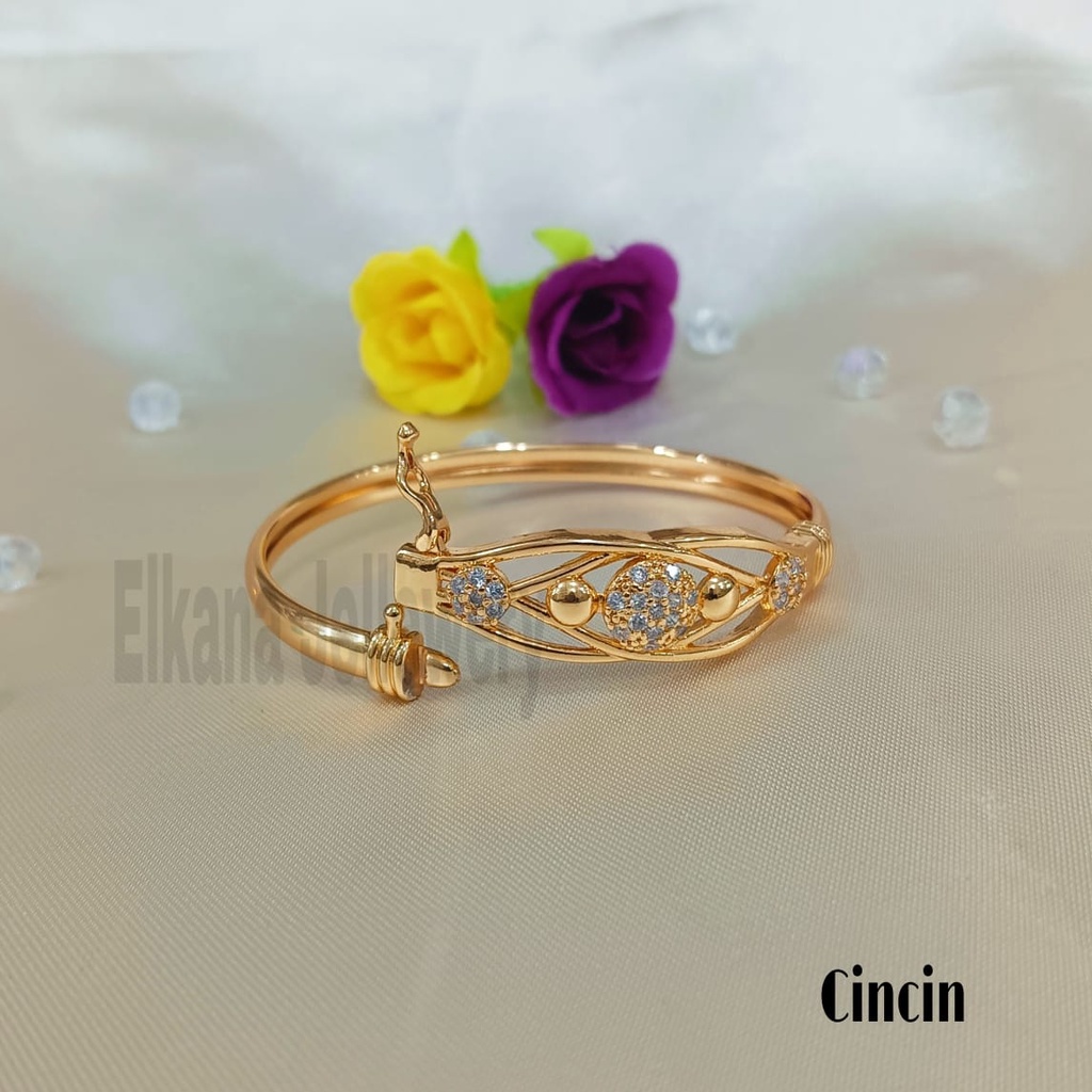 SET DEWASA BANGLE BOLA DIAMOND Perhiasan super berkelas fashion korea anti karat dan anti luntur