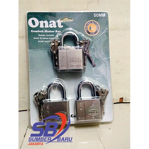 Gembok Master Key ONAT 50mm / Gembok Pagar Ruko Rumah Isi 3 Pcs 50MM KUALITAS TERBAIK SBJ