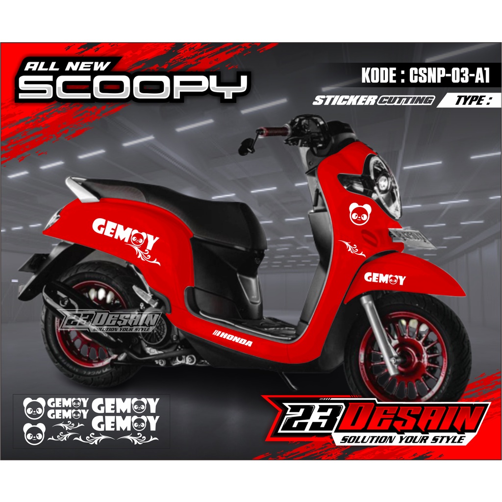 STRIPING STIKER SCOOPY GEMOY SIMPLE STRIPING STIKER SKUTER SCOOPY TERBARU CUTTING SCOOPY FI CUTTING 