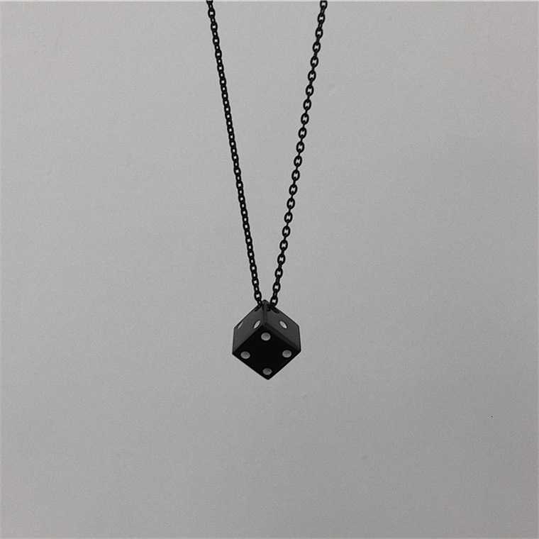 19096Harajuku style simple lucky dice necklace i pendant charm