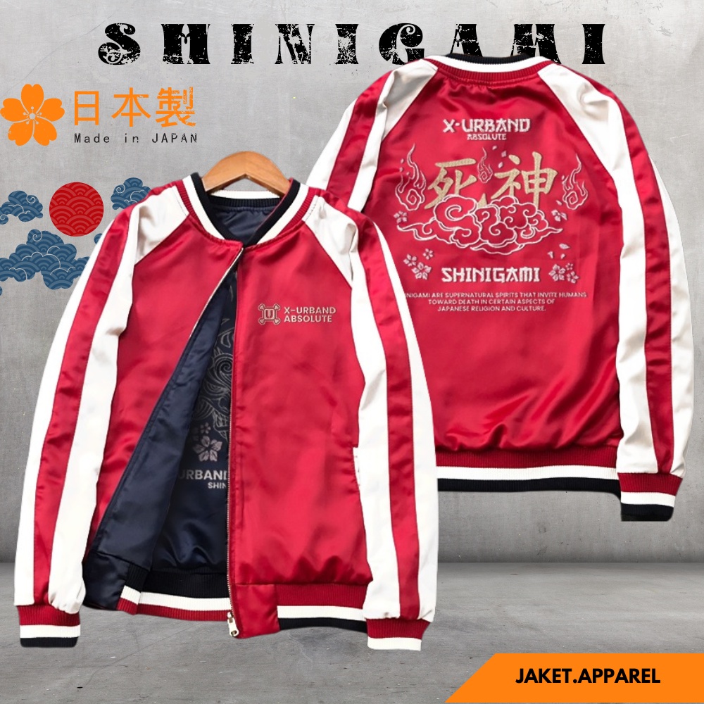 Jaket Pria Jaket Sukajan Murayama Motif Bolak Balik Bomber Boomber Polos Bordir Hitam Pria Wanita co