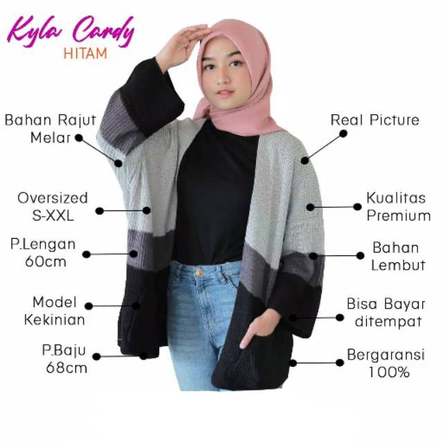  COD PREMIUM CARDIGAN  RAJUT  3  TONE OUTER CARDIGAN  