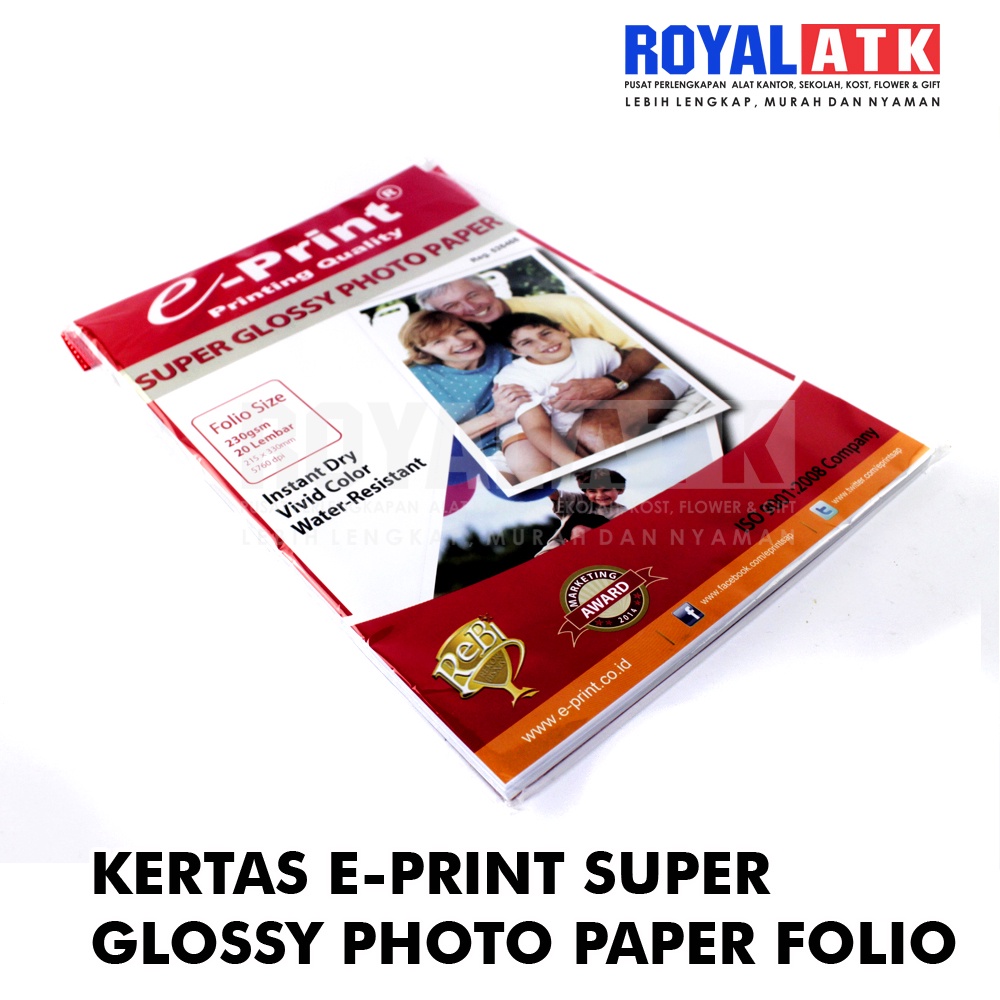 Kertas Foto E-Print Super Glossy F4 230gsm 20 Lembar