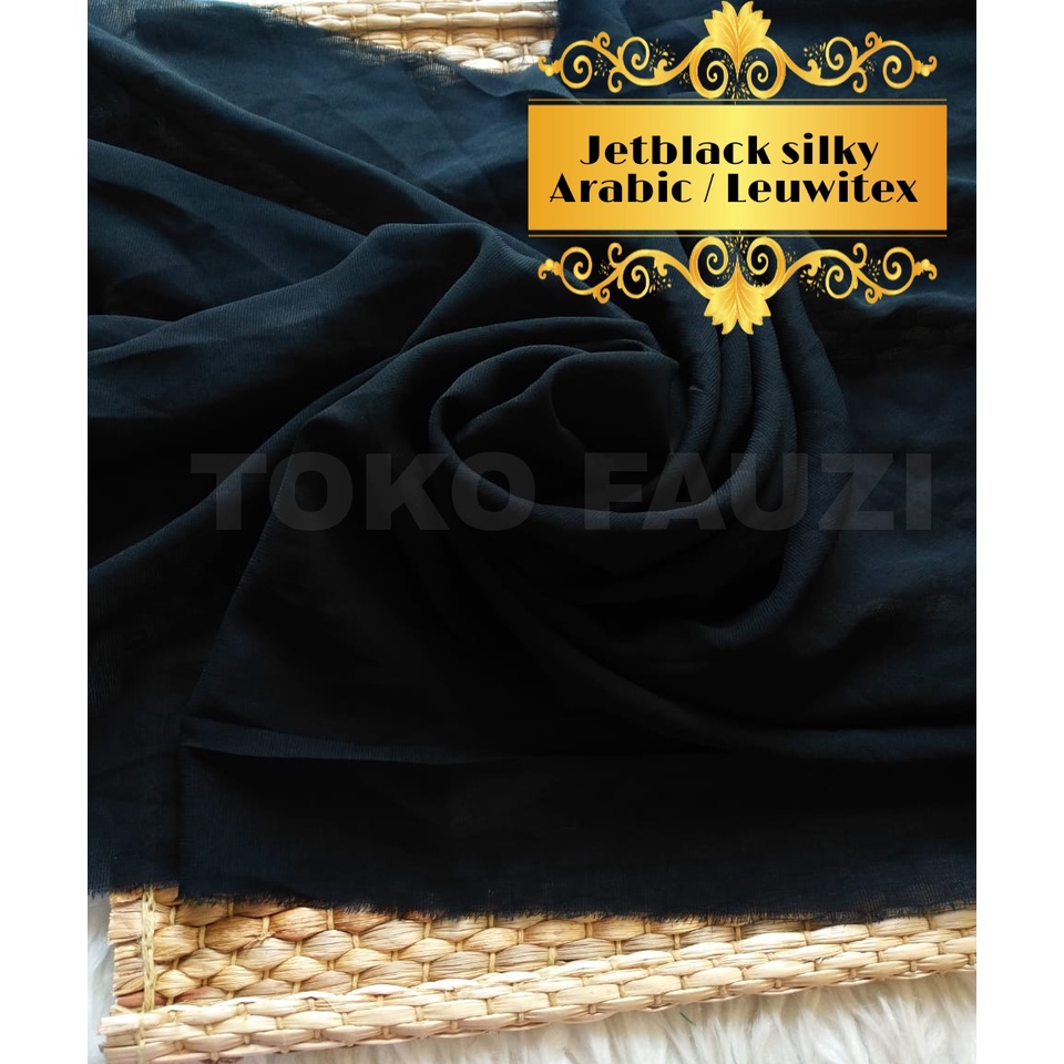 kain sifon silky jetblack/sifon jetblack/ Chiffon silk arabic Leuwitex-murah